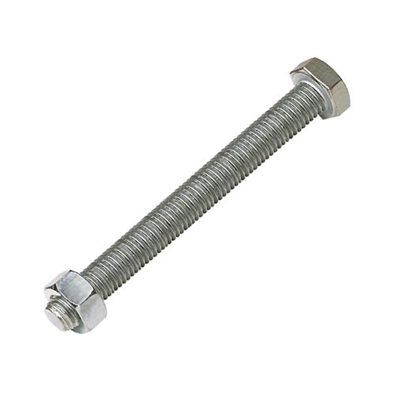 M8 x 80 Plated High Tensile Set Screw and Nut (Pk 20)