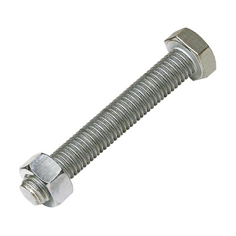 M12 x 80 Plated High Tensile Set Screw and Nut (Pk 10)