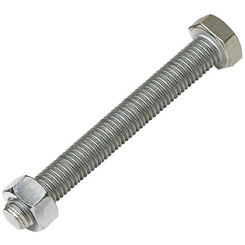 M12 x 100 Plated High Tensile Set Screw and Nut (Pk 10)