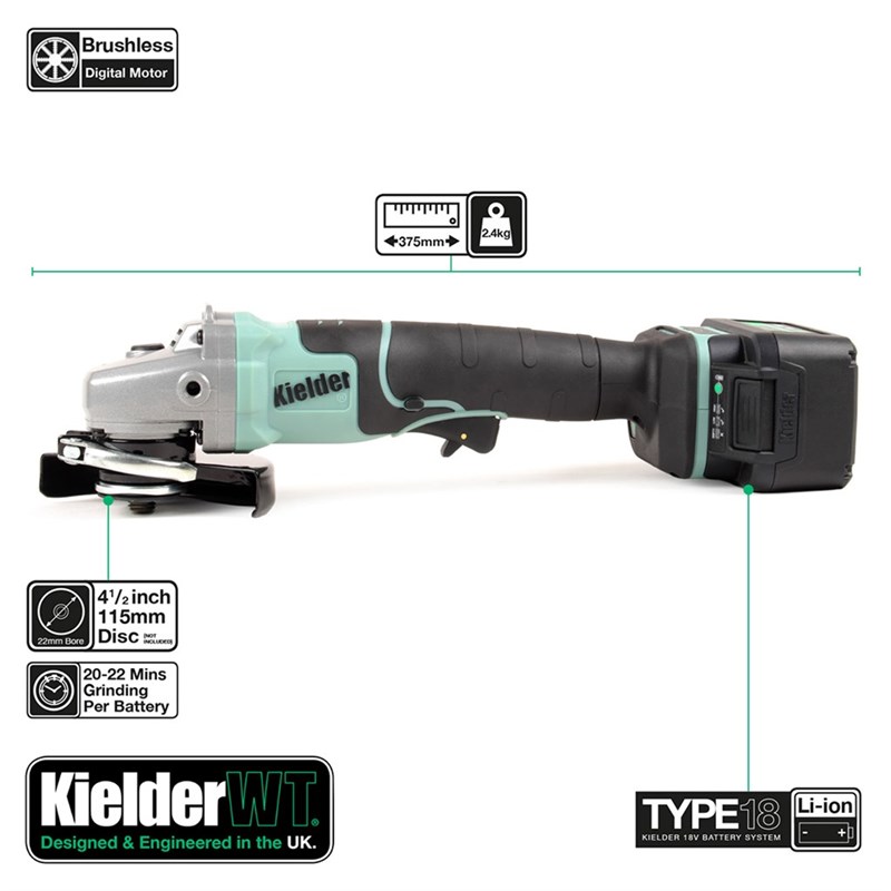 Kielder 18V Brushless Twin Pack - 700Nm Impact Wrench & Angle Grinder (KWT-TPK-08)