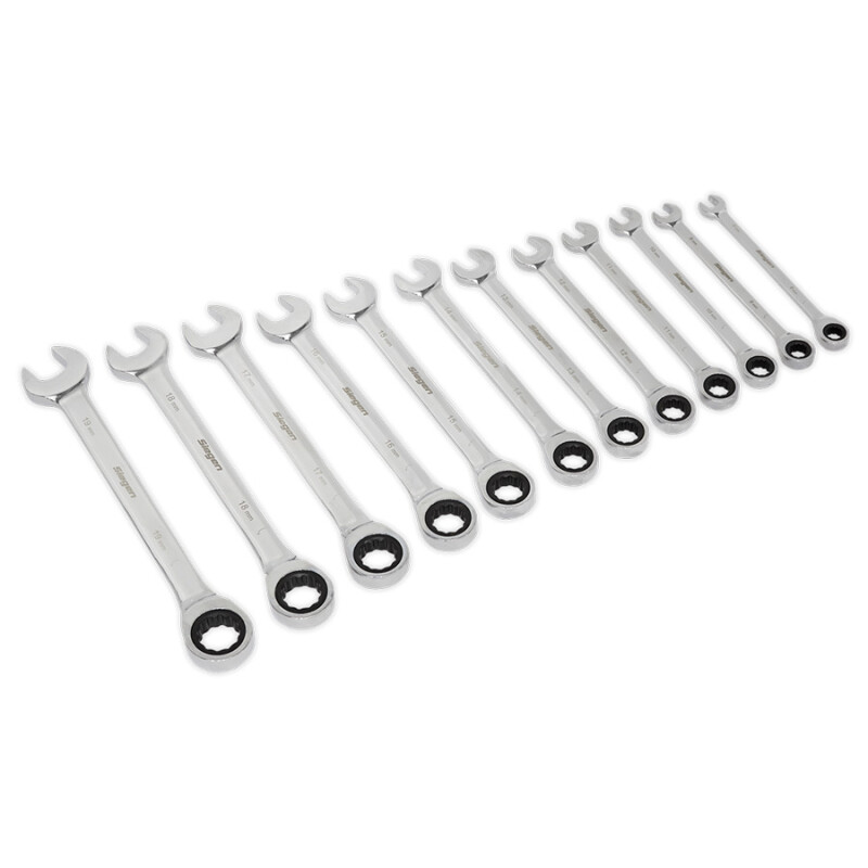 12 Piece Metric Combination Ratchet Ring Spanner/Wrench Set (S0634)