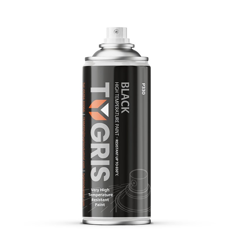 TYGRIS Black High Temperature Paint - Tygris P330, 400ml aerosol
