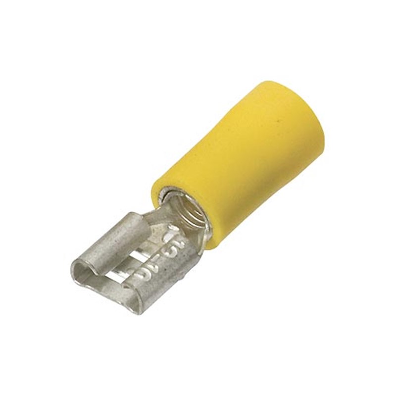 Yellow 6.3mm Female Spade Terminals, Top-up Pack (pk 50)