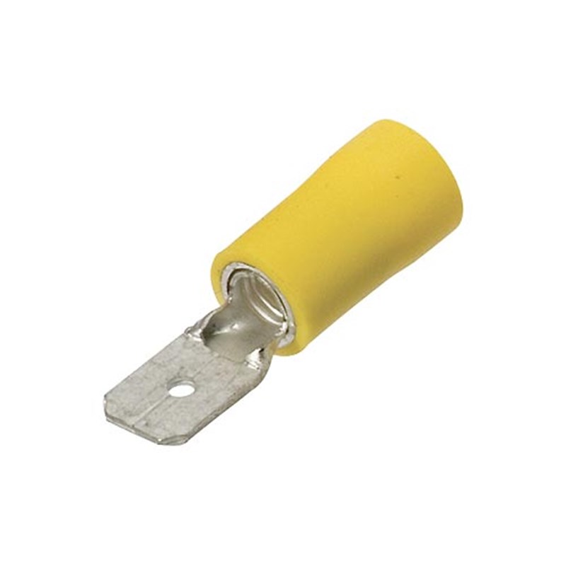 Yellow 6.3mm Male Blade Terminals, Top-up Pack (pk 50)