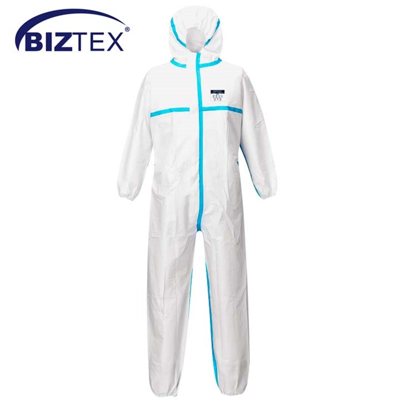 BIZTEX® ST60 Protective Coverall Type 4/5/6 - White with Hood, XXX Large