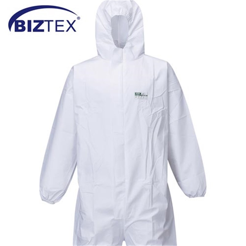 BIZTEX ST50 Protective Coverall - White with Hood, X Large