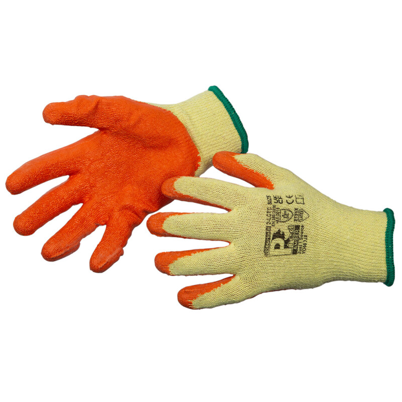 Pred Amber Latex Grip Gloves, size 9