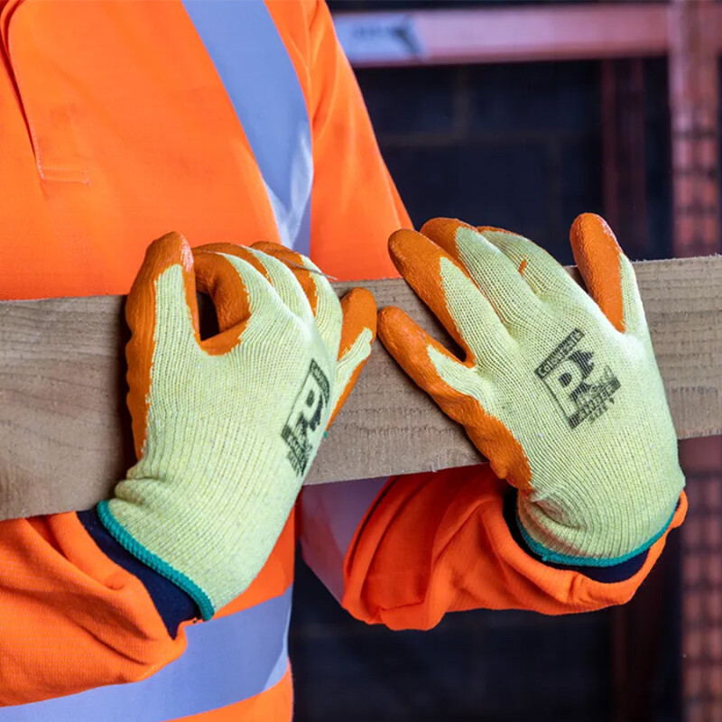 Pred Amber Latex Grip Gloves, size 9