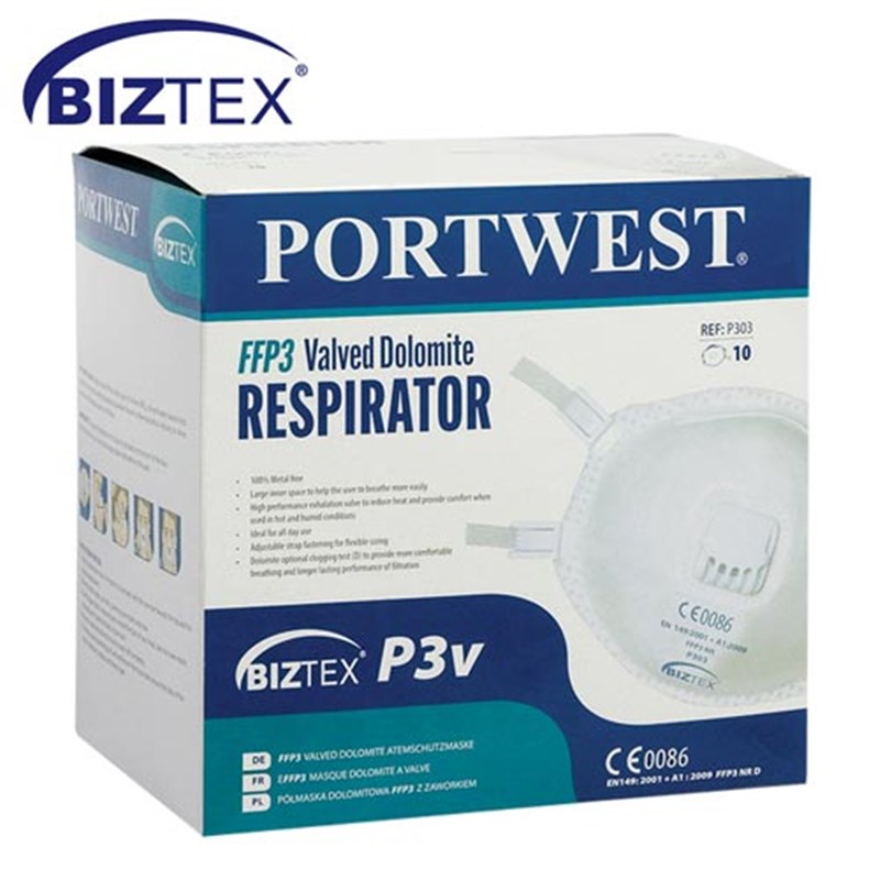 FFP3-V Biztex P303 Disposable Dust Mask with Valve (Pk 10)