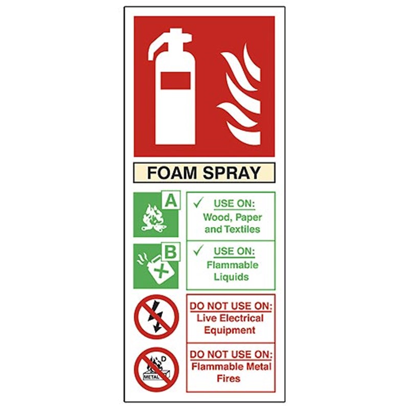 Foam Spray Fire Extinguisher Sign 80 x 200 x 1mm
