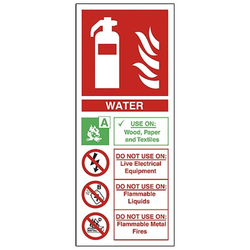 Water Fire Extinguisher Sign 80 x 200 x 1mm