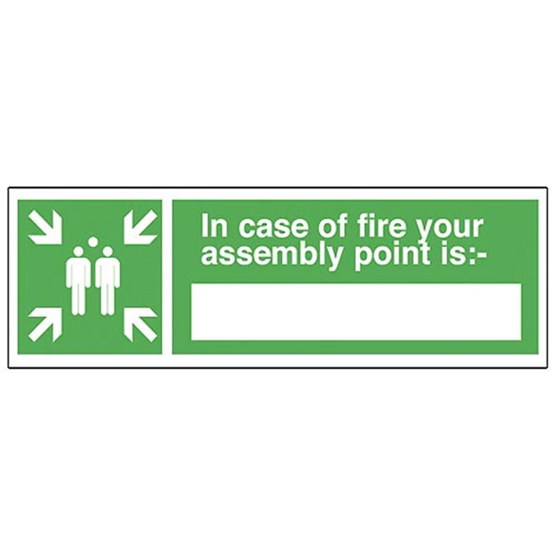 In Case Of Fire Assembly Point Sign 300 x 100 x 1mm