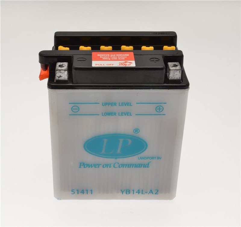 Non-Sealed Battery, 12v 14amp R/H pos YB14L-A2