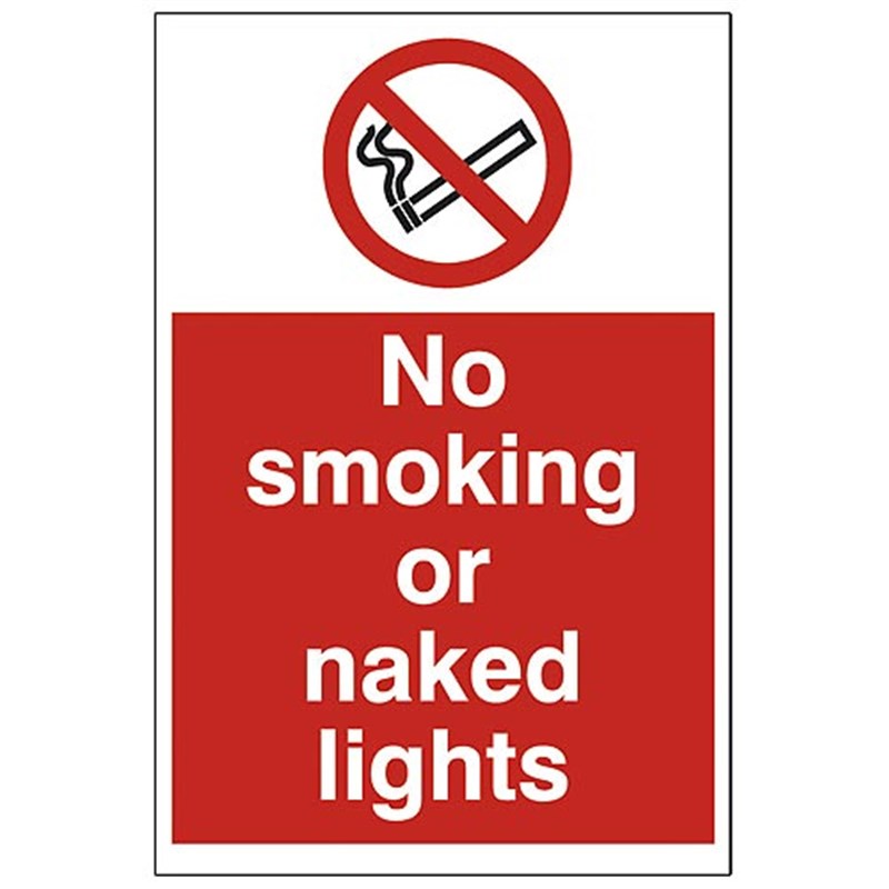 No Smoking Or Naked Lights Sign 200 x 300 x 1mm