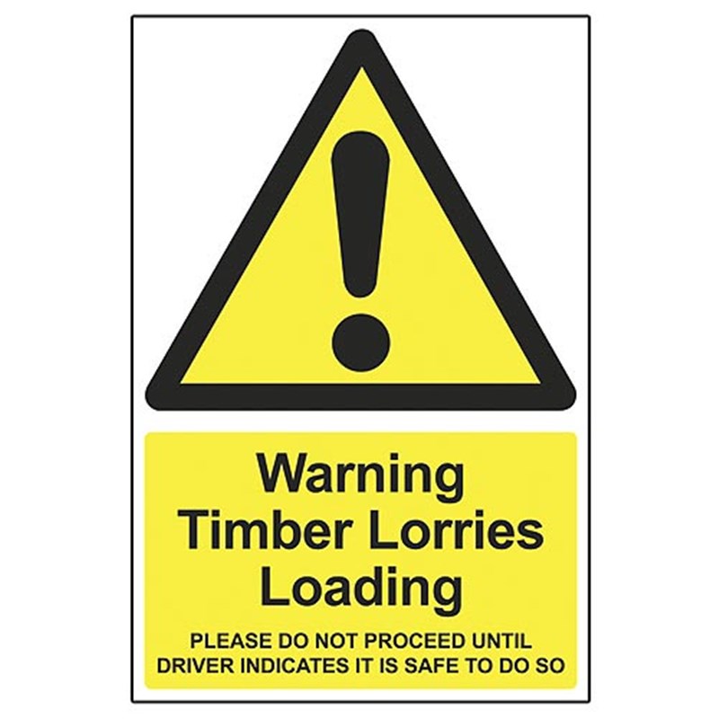 'Warning Timber Lorries Loading' Safety Sign (400 x 600 x 4mm Correx)