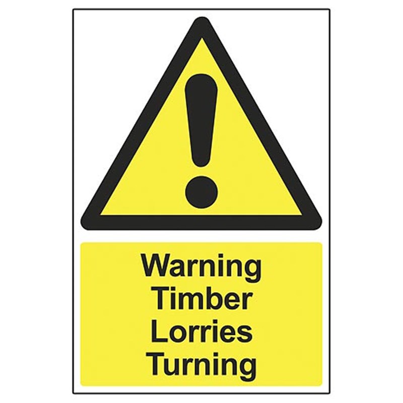 'Warning Timber Lorries Turning' Safety Sign (400 x 600 x 4mm Correx)