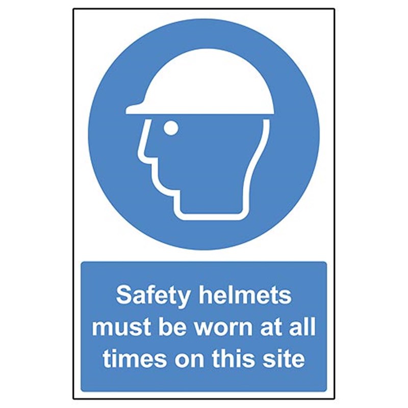 'Safety Helmets Must Be Worn At All Times' Safety Sign (400 x 600 x 4mm Correx)