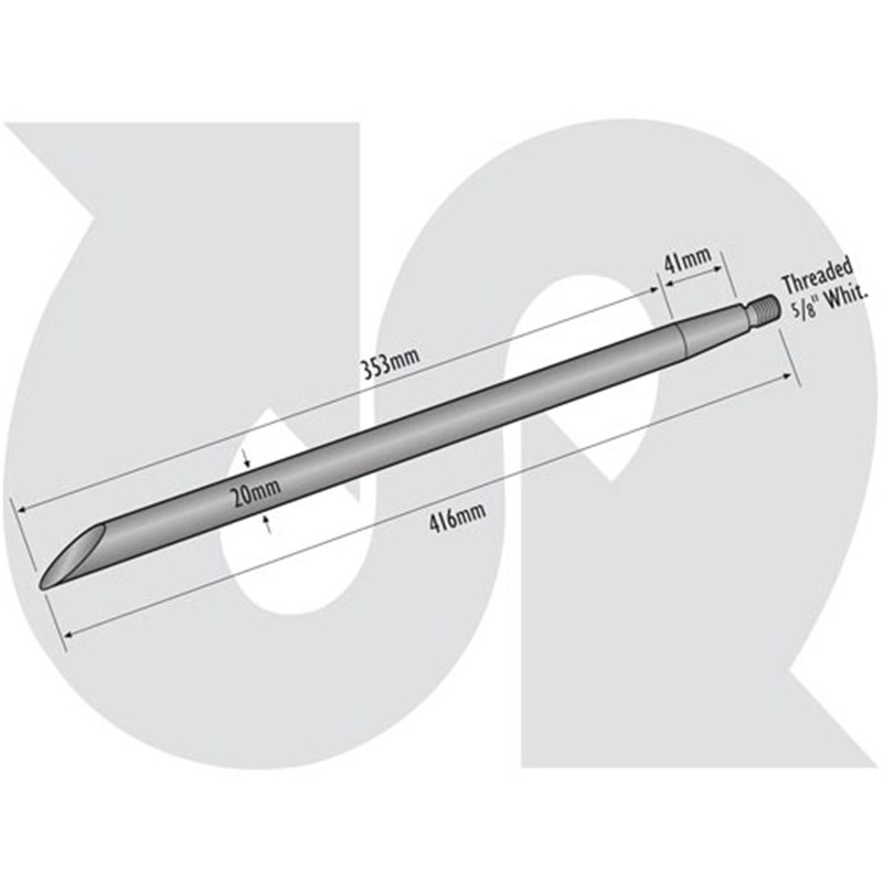 20mm dia. x 400mm Solid Tine (to fit WIEDENMANN)