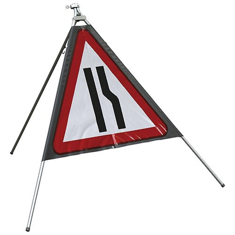 Road Narrows (offside) sign