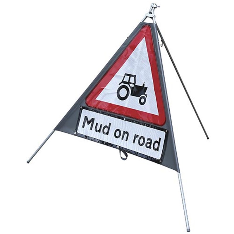 750mm Portable Tractor Road Sign c/w 3 supplementary plates