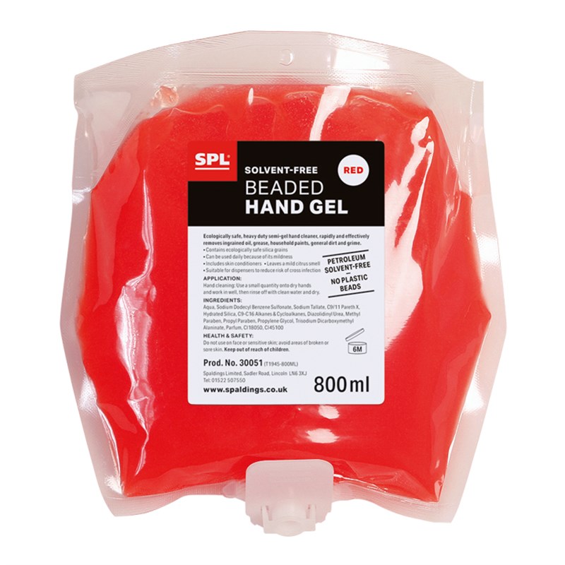 Red Solvent-Free Beaded Hand Gel - 800ml cartridge (pk 6)