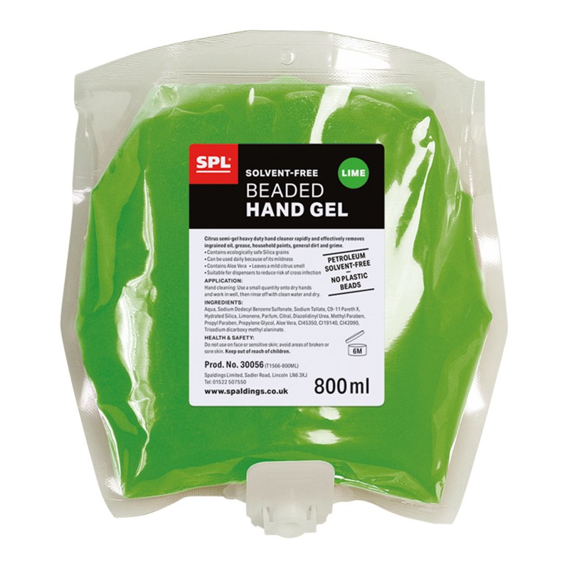 Lime Solvent-Free Beaded Hand Gel - 800ml Cartridge (pk 6)