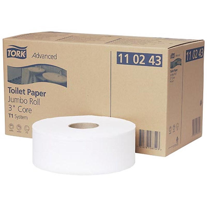 Tork Advanced Jumbo Sized Toilet Roll, White 2-ply (Pk 6 rolls)