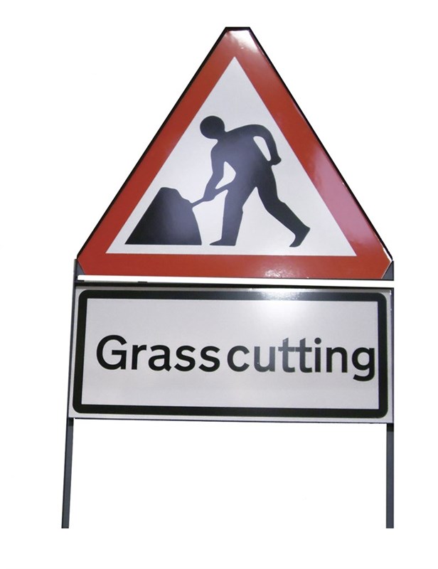 Metal Std Grass Cutting Sign - 750mm