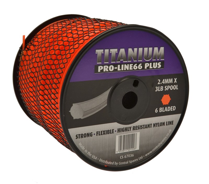 NYLON LINE 2.4mm 6 BLADE  (TITANIUM PRO-LINE66 PLUS) 3LB SPOOL 260M