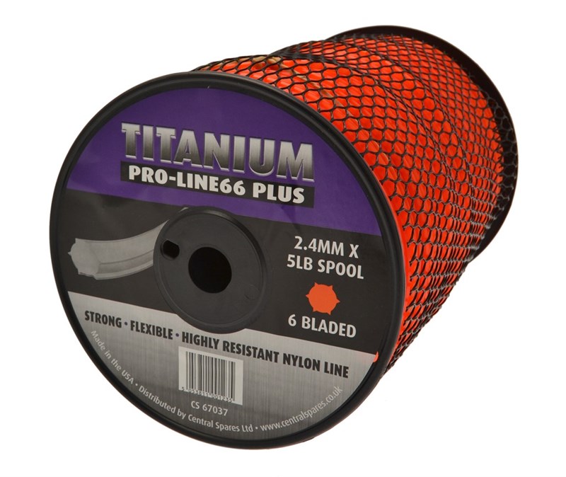 NYLON LINE 2.4mm 6 BLADE (TITANIUM PRO-LINE66 PLUS) 5LB SPOOL 434M