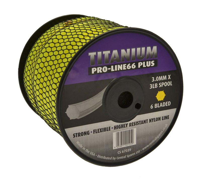 NYLON LINE 3.0mm 6 BLADE  (TITANIUM PRO-LINE66 PLUS) 3LB SPOOL 161M