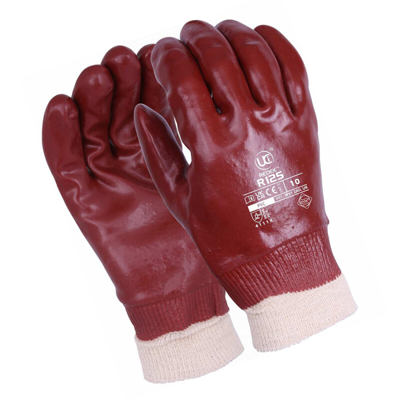 PVC Dipped Cotton Gloves Red, Large (Size 10)